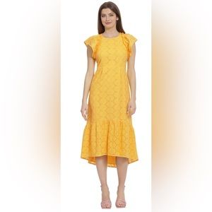 Maggy London Eyelet A-Line Tiered Cotton Dress